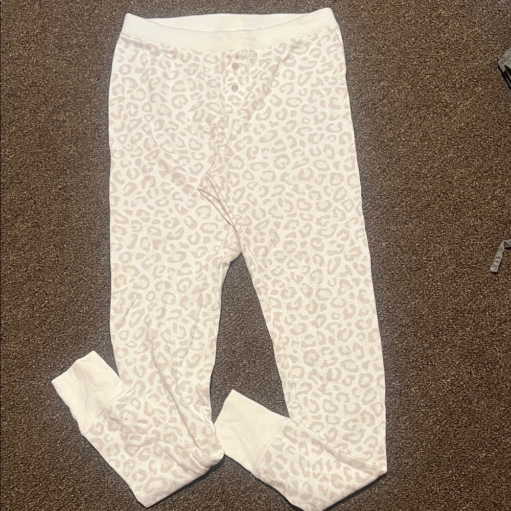 Light Pink Leopard Print Thermal Bottoms